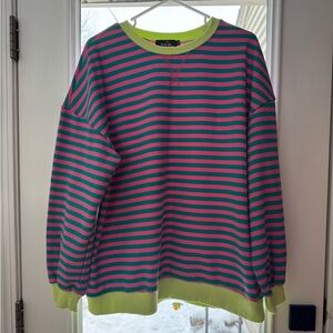 Striped Pink and Green Sweatshirt